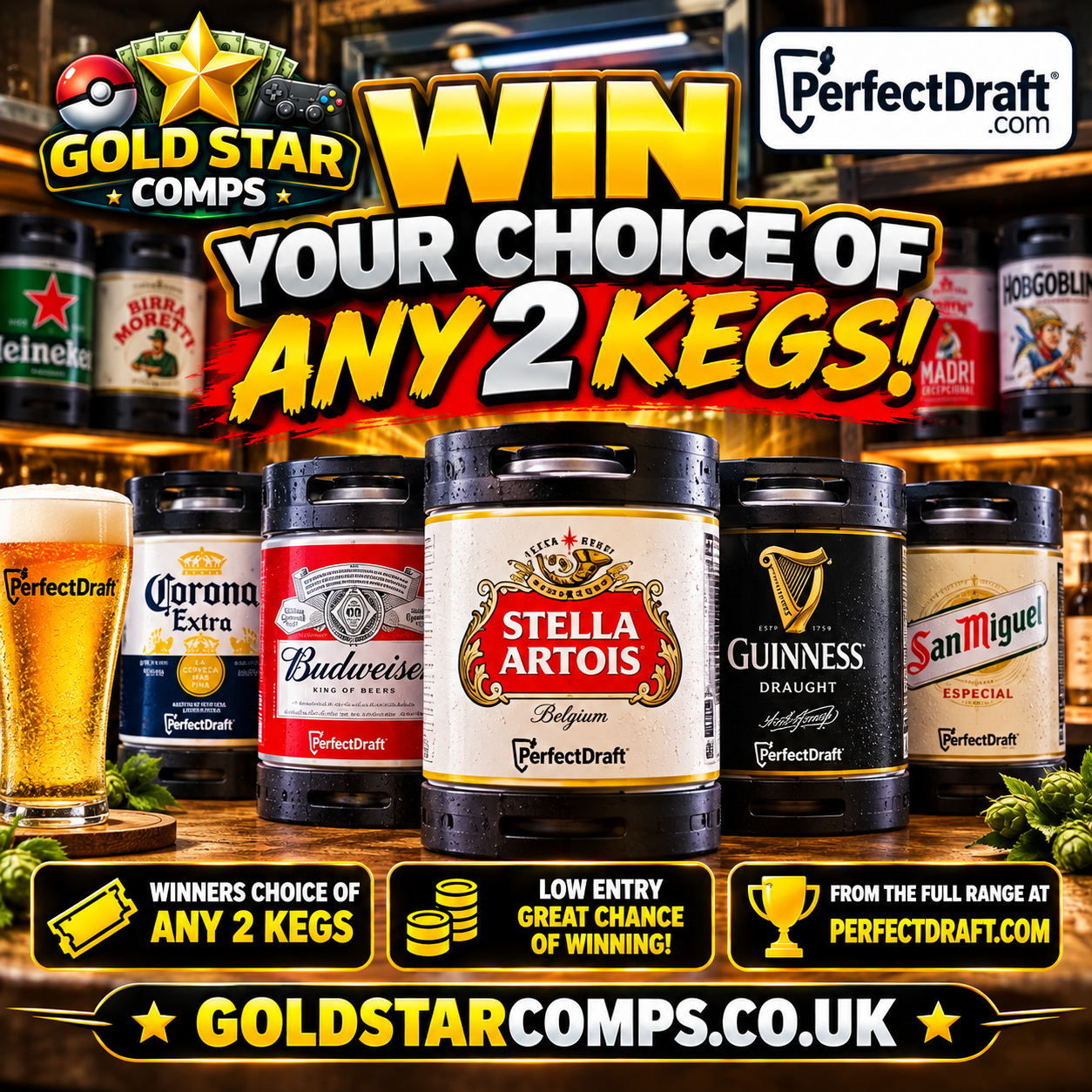 WIN YOUR CHOICE – ANY 2 PERFECT DRAFT KEGS